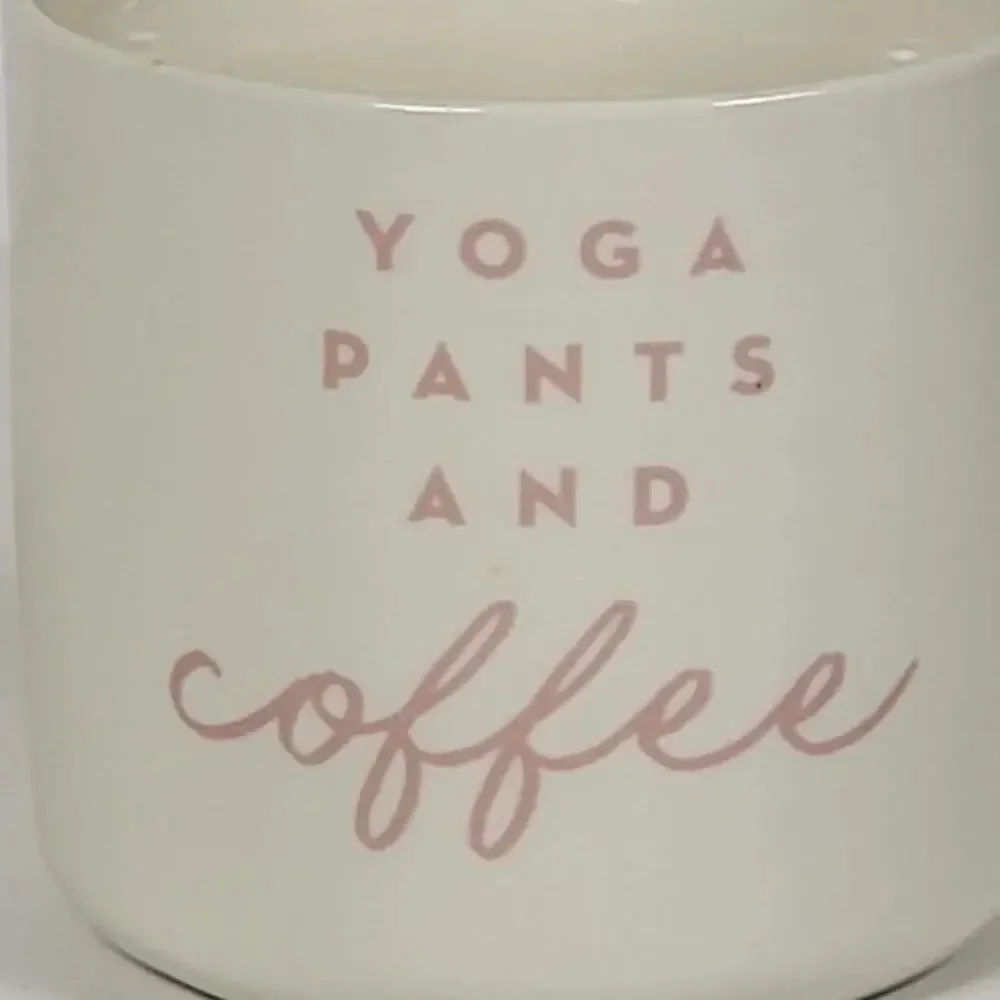 Opalhouse Yoga Pants and Coffee Mug White Pink Quote Ceramic Coffee Cup Yoga